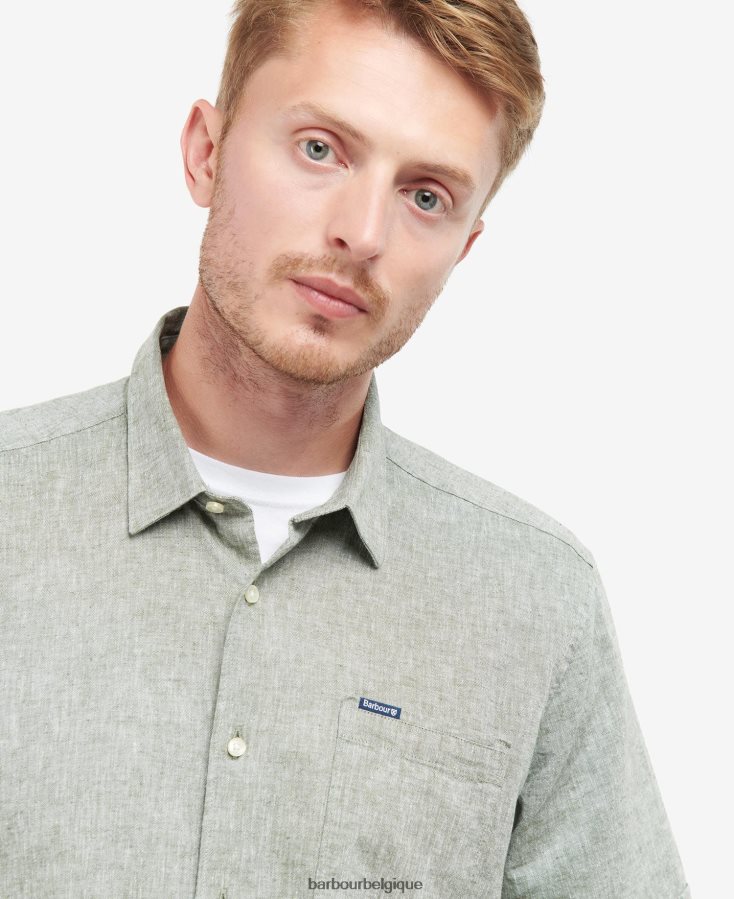 vêtements Barbour chemise d\'été à manches courtes nelson olive blanchie Hommes T2L6ZP291