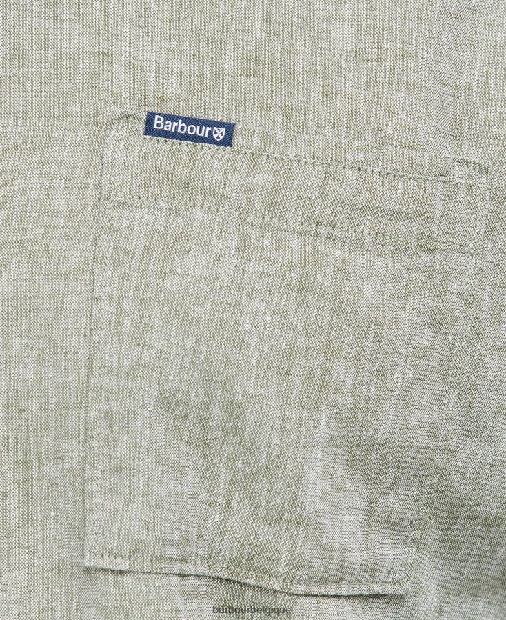 vêtements Barbour chemise d\'été à manches courtes nelson olive blanchie Hommes T2L6ZP291