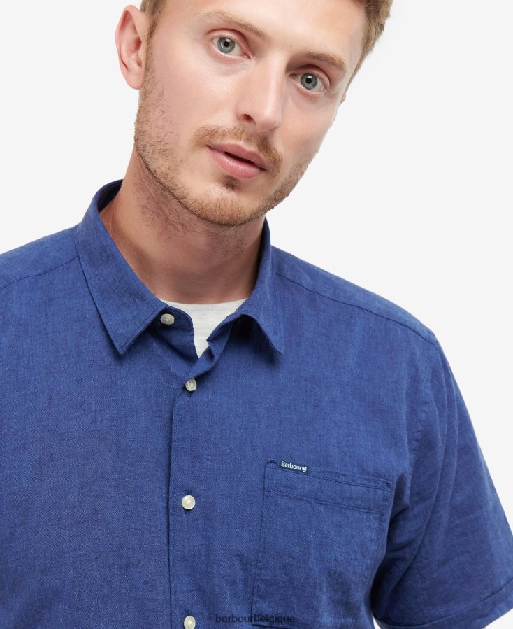 vêtements Barbour chemise d\'été à manches courtes nelson olive blanchie Hommes T2L6ZP295