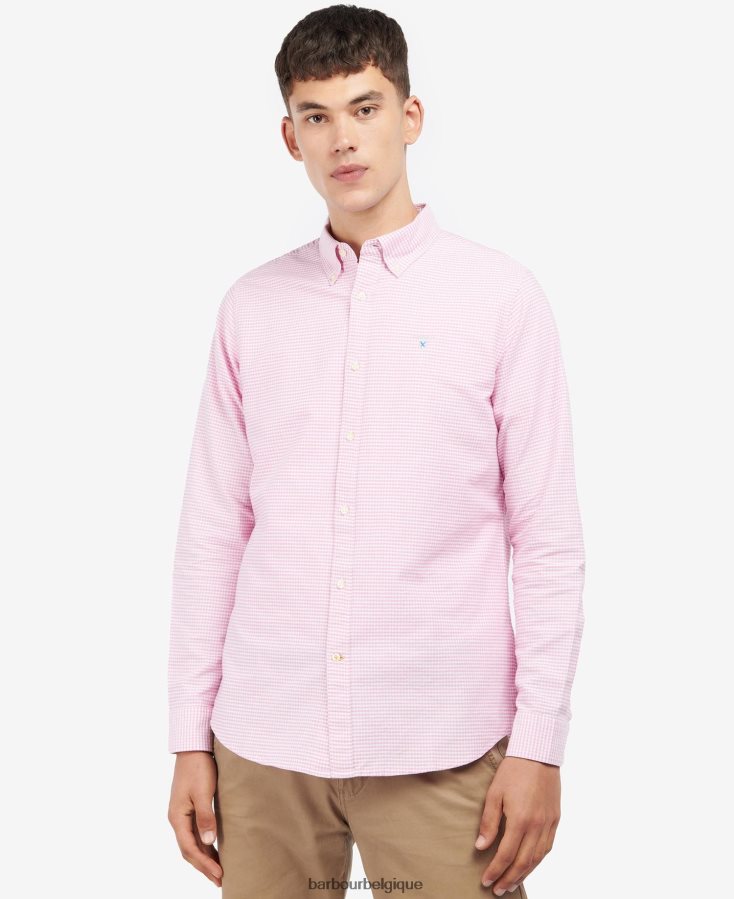 vêtements Barbour chemise oxford vichy rose classique Hommes T2L6ZP405