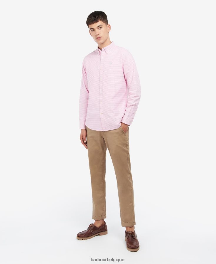 vêtements Barbour chemise oxford vichy rose classique Hommes T2L6ZP405