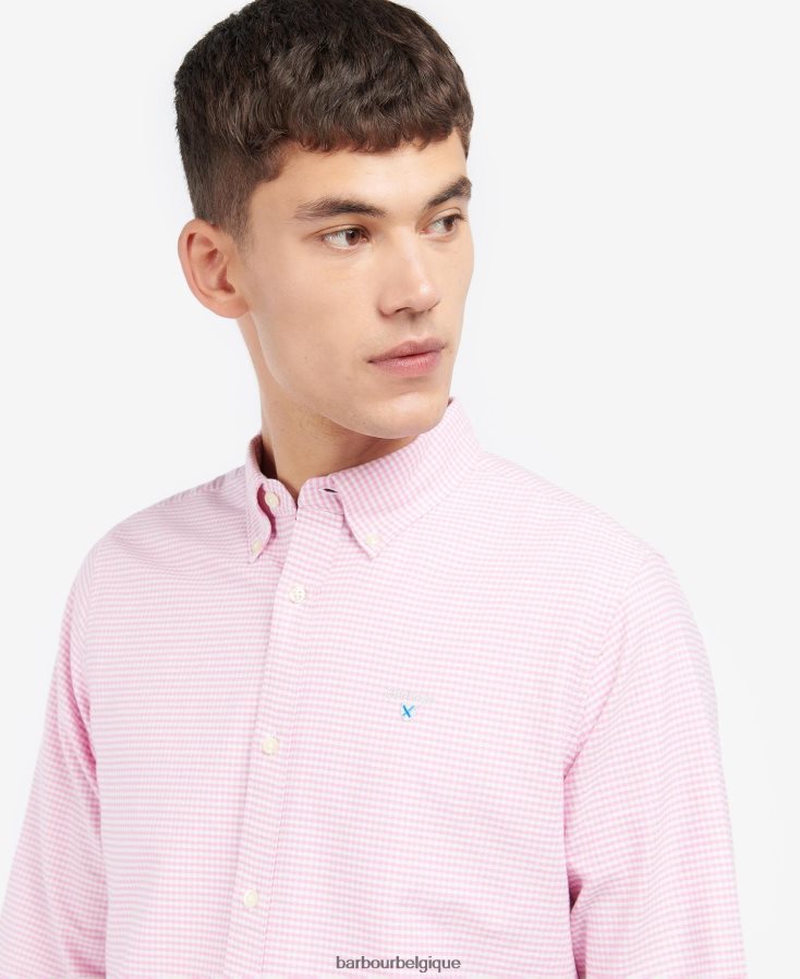 vêtements Barbour chemise oxford vichy rose classique Hommes T2L6ZP405
