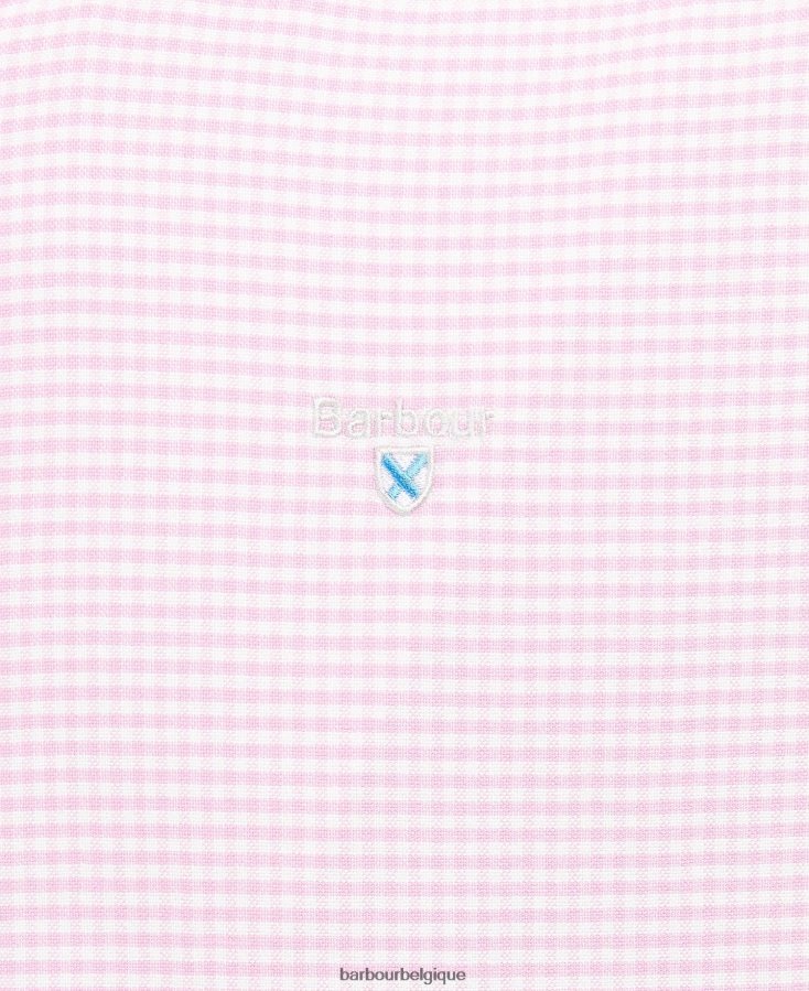 vêtements Barbour chemise oxford vichy rose classique Hommes T2L6ZP405