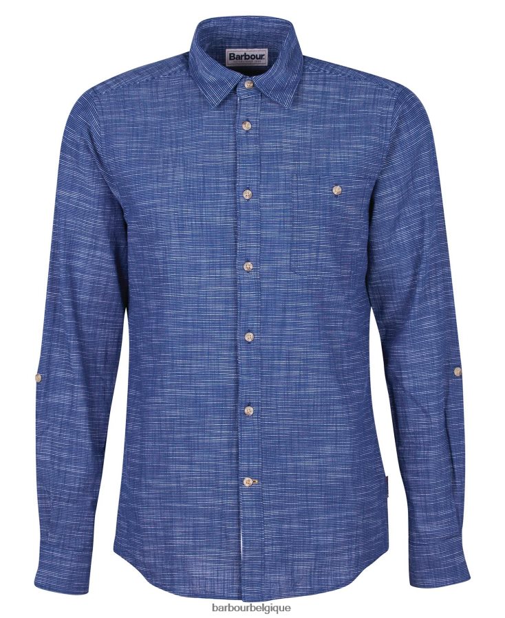 vêtements Barbour chemise sur mesure aldavik marine classique Hommes T2L6ZP434