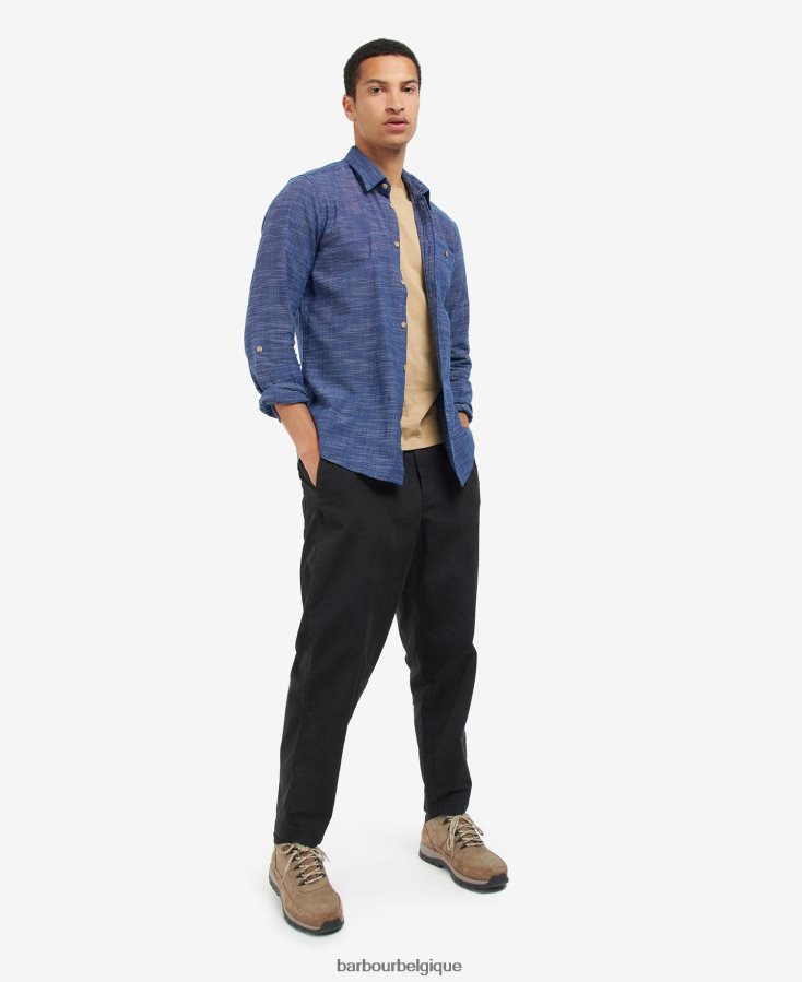 vêtements Barbour chemise sur mesure aldavik marine classique Hommes T2L6ZP434