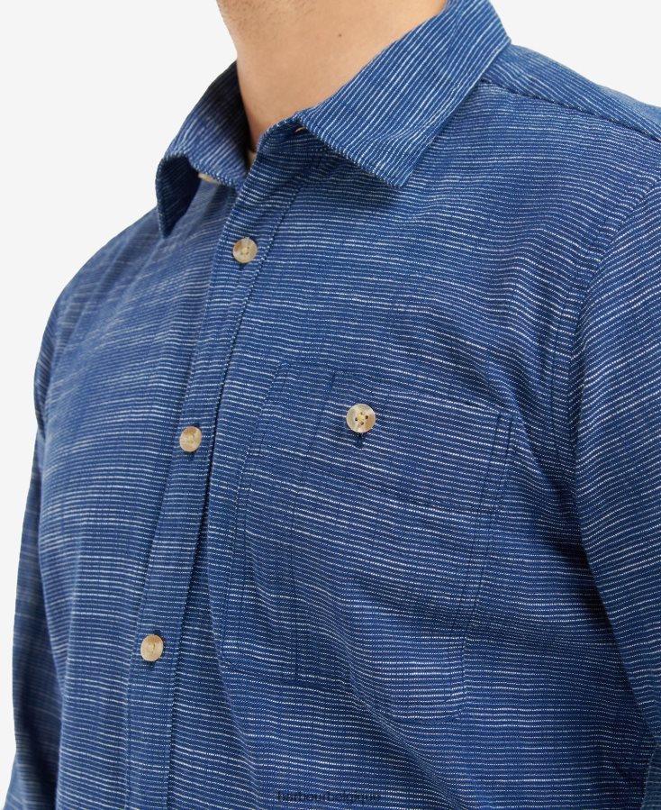 vêtements Barbour chemise sur mesure aldavik marine classique Hommes T2L6ZP434