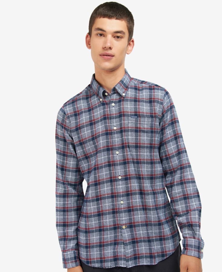 vêtements Barbour chemise sur mesure de sortilège marine Hommes T2L6ZP524
