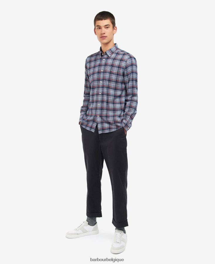 vêtements Barbour chemise sur mesure de sortilège marine Hommes T2L6ZP524