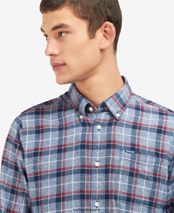 vêtements Barbour chemise sur mesure de sortilège marine Hommes T2L6ZP524