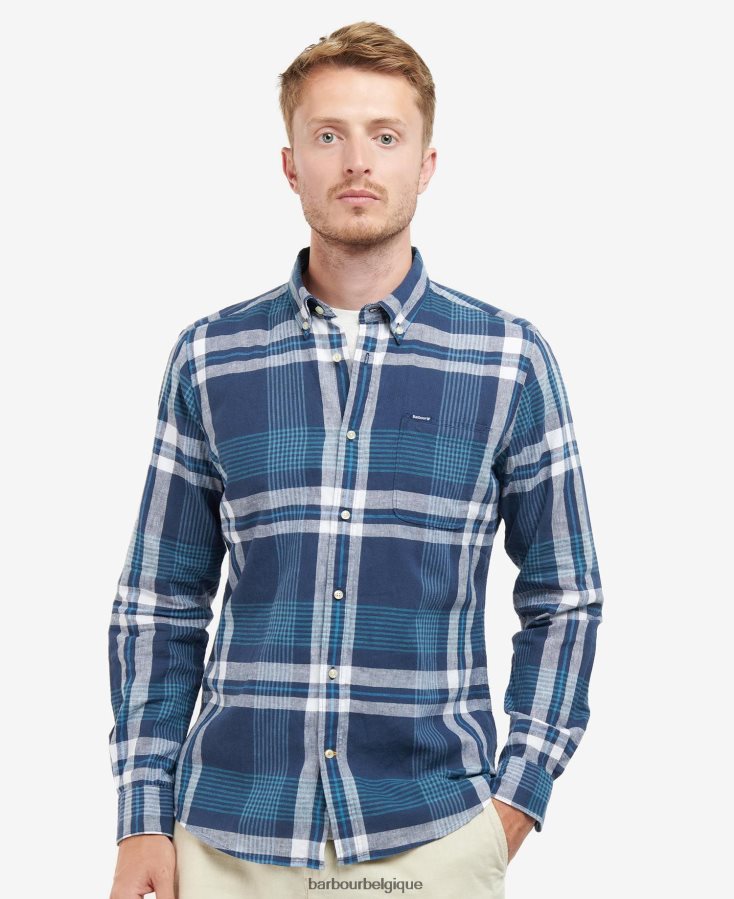 vêtements Barbour chemise sur mesure hudson marine classique Hommes T2L6ZP491
