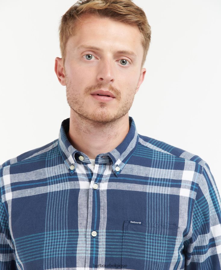 vêtements Barbour chemise sur mesure hudson marine classique Hommes T2L6ZP491