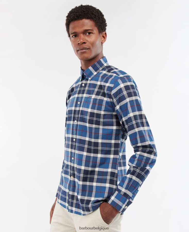 vêtements Barbour chemise sur mesure lewis marine d'été Hommes T2L6ZP427
