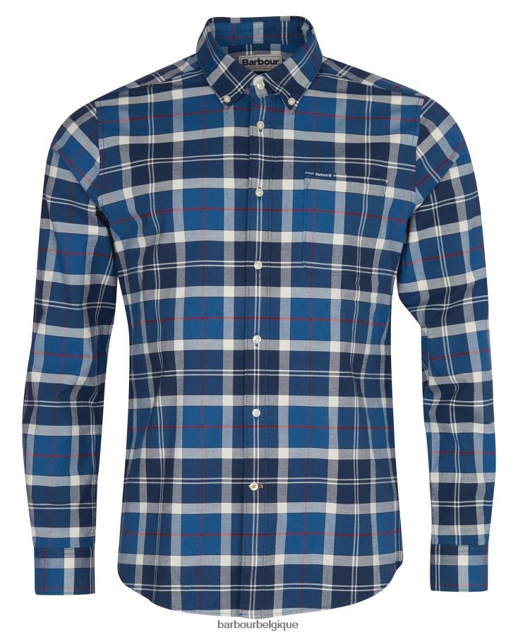 vêtements Barbour chemise sur mesure lewis marine d\'été Hommes T2L6ZP427
