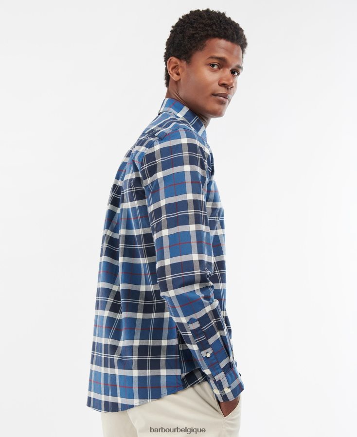 vêtements Barbour chemise sur mesure lewis marine d\'été Hommes T2L6ZP427