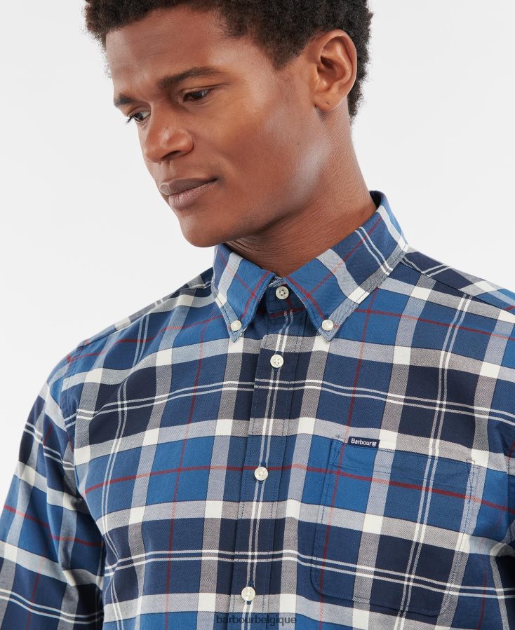 vêtements Barbour chemise sur mesure lewis marine d\'été Hommes T2L6ZP427