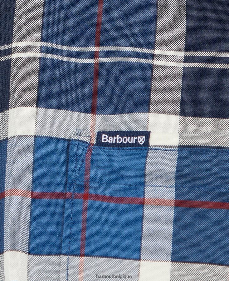 vêtements Barbour chemise sur mesure lewis marine d\'été Hommes T2L6ZP427