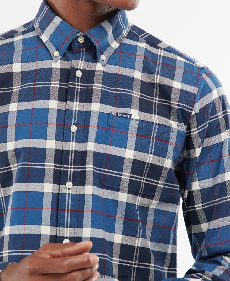 vêtements Barbour chemise sur mesure lewis marine d\'été Hommes T2L6ZP427