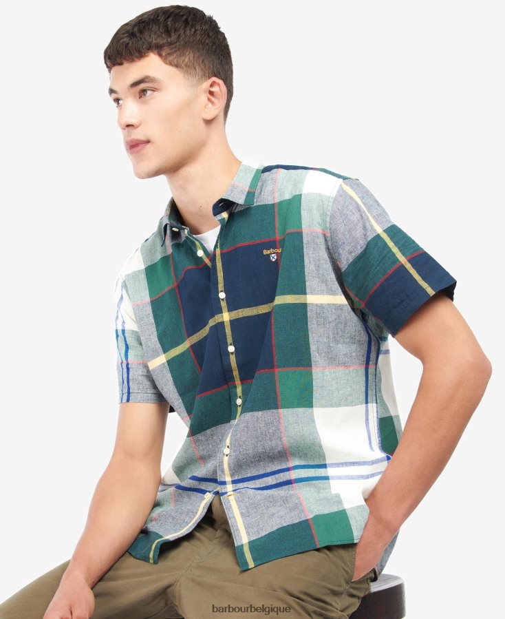vêtements Barbour chemise tartan marvin lierre d\'été Hommes T2L6ZP481