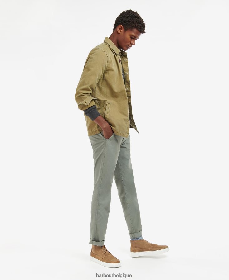 vêtements Barbour surchemise en coton lavé olive blanchie Hommes T2L6ZP528