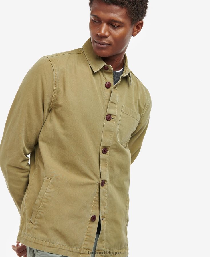 vêtements Barbour surchemise en coton lavé olive blanchie Hommes T2L6ZP528