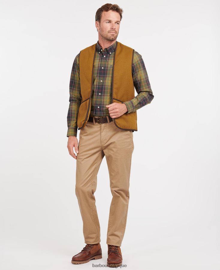 vêtements Barbour gilet chaud en velours/doublure zippée brun Hommes T2L6ZP2322