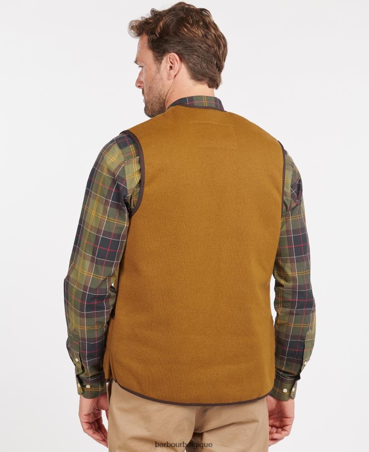 vêtements Barbour gilet chaud en velours/doublure zippée brun Hommes T2L6ZP2322