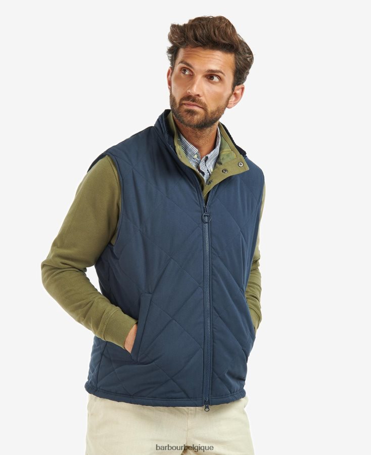 vêtements Barbour gilet matelassé kurt tartan bleu marine/rivière bouleau Hommes T2L6ZP246