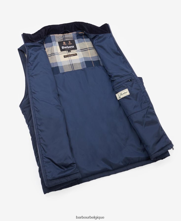 vêtements Barbour gilet matelassé kurt tartan bleu marine/rivière bouleau Hommes T2L6ZP246