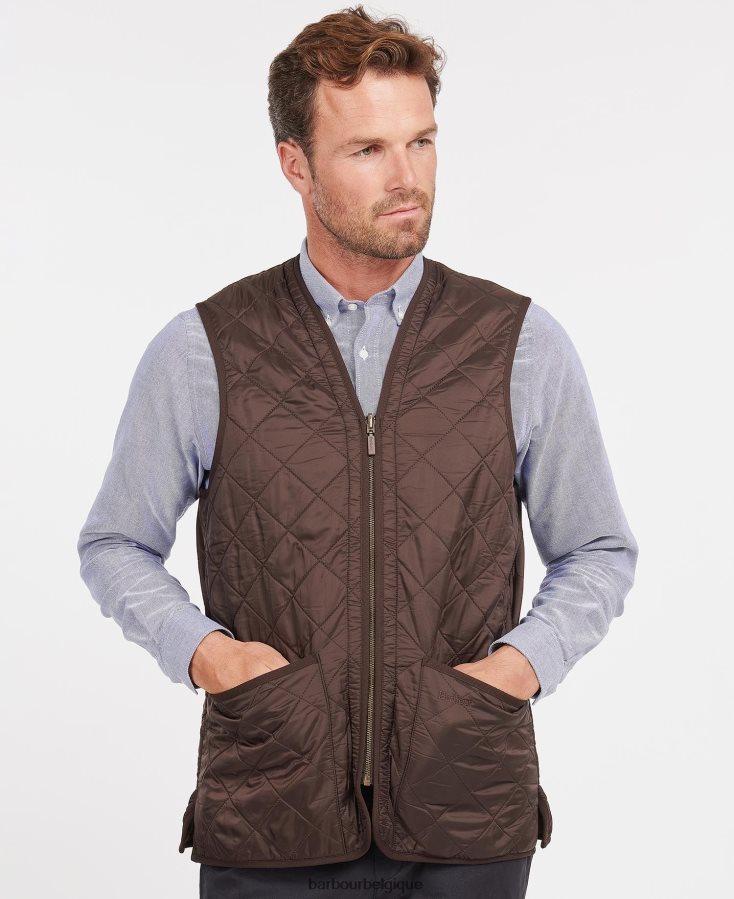 vêtements Barbour gilet polarquilt/doublure zippée marron foncé Hommes T2L6ZP2341