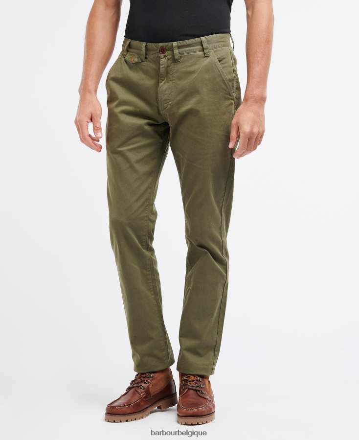 vêtements Barbour pantalon neuston en sergé vert lierre Hommes T2L6ZP1143
