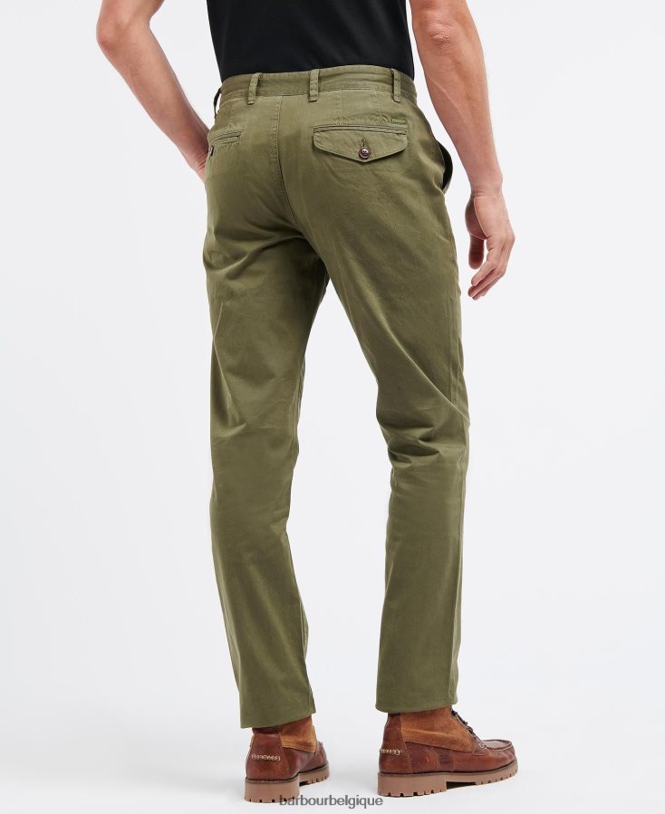 vêtements Barbour pantalon neuston en sergé vert lierre Hommes T2L6ZP1143