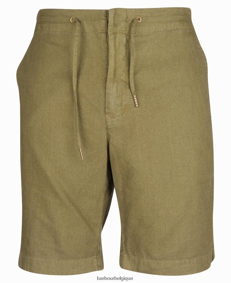 vêtements Barbour short en lin et coton mélangés vert militaire Hommes T2L6ZP1165