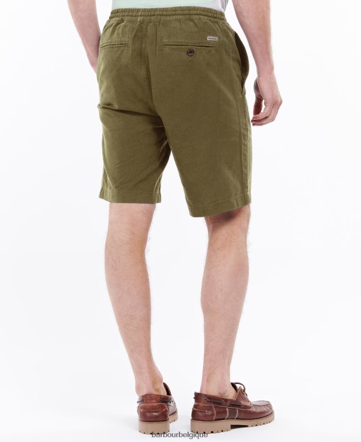 vêtements Barbour short en lin et coton mélangés vert militaire Hommes T2L6ZP1165