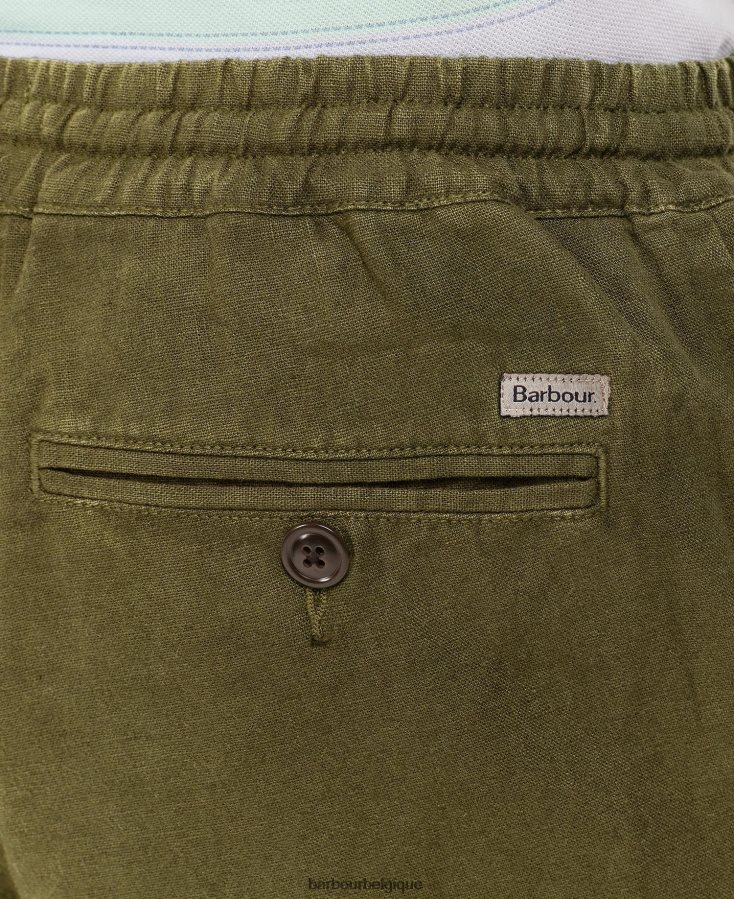 vêtements Barbour short en lin et coton mélangés vert militaire Hommes T2L6ZP1165