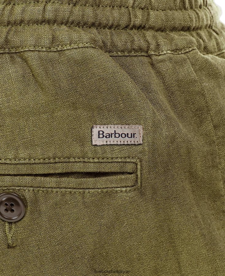 vêtements Barbour short en lin et coton mélangés vert militaire Hommes T2L6ZP1165