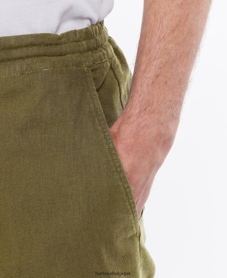 vêtements Barbour short en lin et coton mélangés vert militaire Hommes T2L6ZP1165