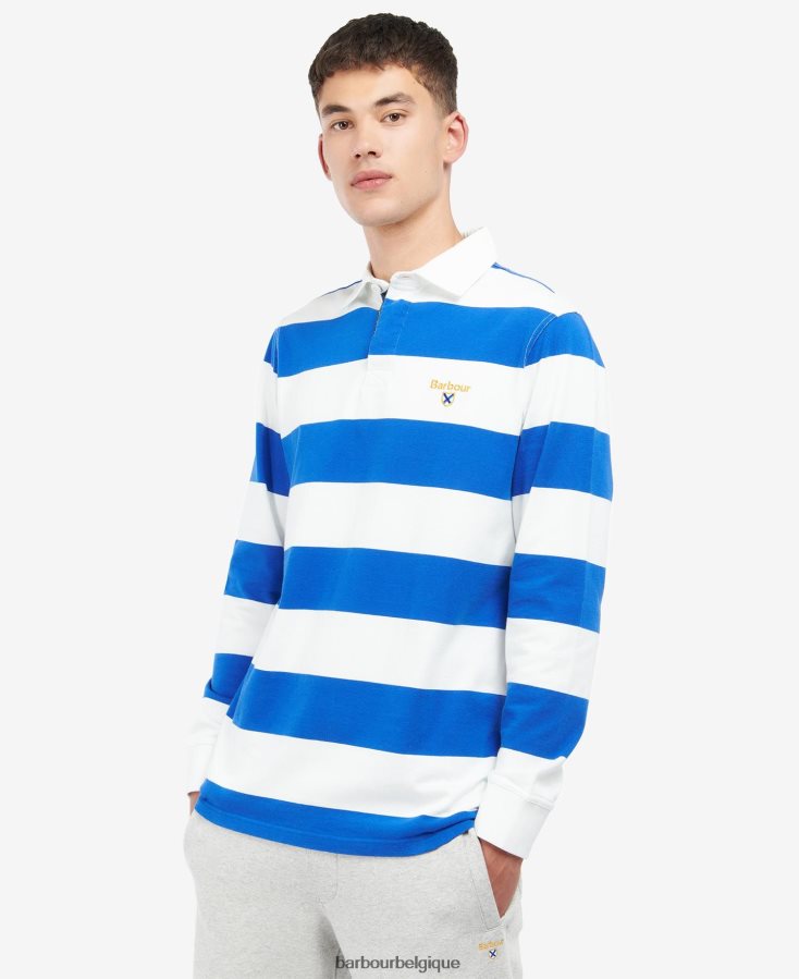 vêtements Barbour chemise de rugby rayée hollywell murmure blanc Hommes T2L6ZP725