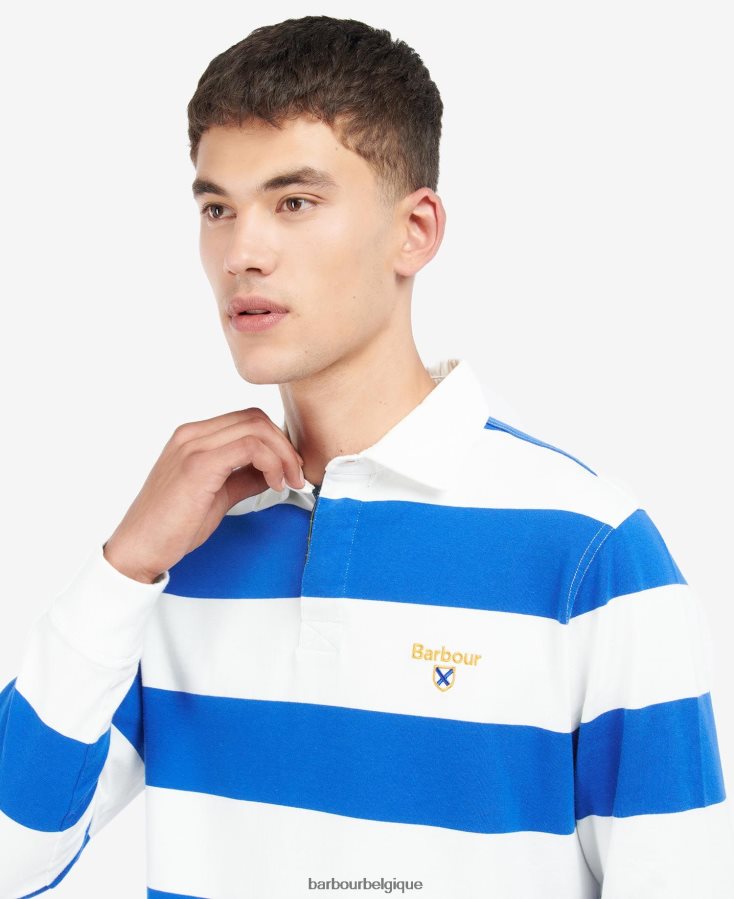 vêtements Barbour chemise de rugby rayée hollywell murmure blanc Hommes T2L6ZP725