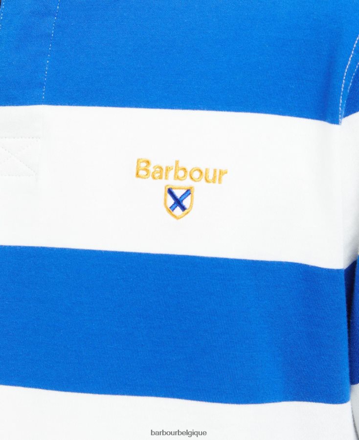vêtements Barbour chemise de rugby rayée hollywell murmure blanc Hommes T2L6ZP725