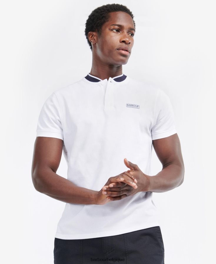 vêtements Barbour polo de sport à liseré et manches courtes blanc/ciel nocturne Hommes T2L6ZP683
