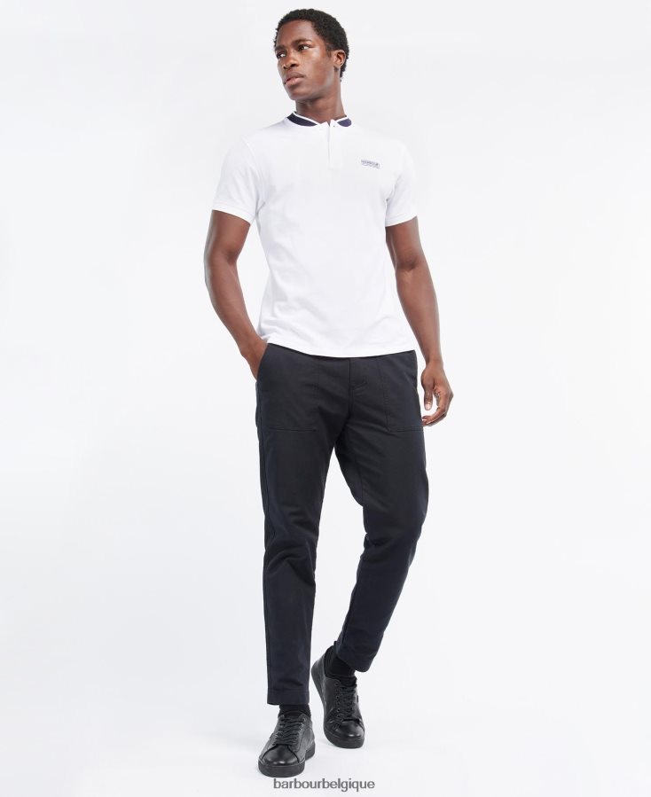 vêtements Barbour polo de sport à liseré et manches courtes blanc/ciel nocturne Hommes T2L6ZP683