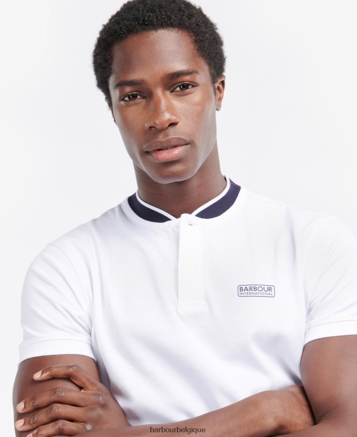 vêtements Barbour polo de sport à liseré et manches courtes blanc/ciel nocturne Hommes T2L6ZP683