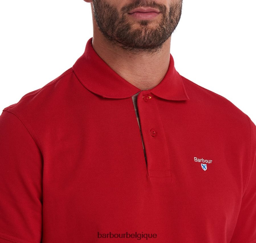 vêtements Barbour polo en piqué tartan blanc/pierre grise Hommes T2L6ZP734