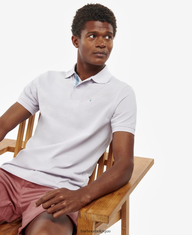 vêtements Barbour polo en piqué tartan vin Hommes T2L6ZP632