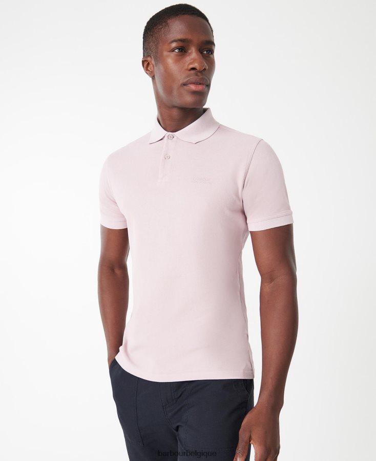 vêtements Barbour polo essentiel teint en pièce rose crépusculaire Hommes T2L6ZP691