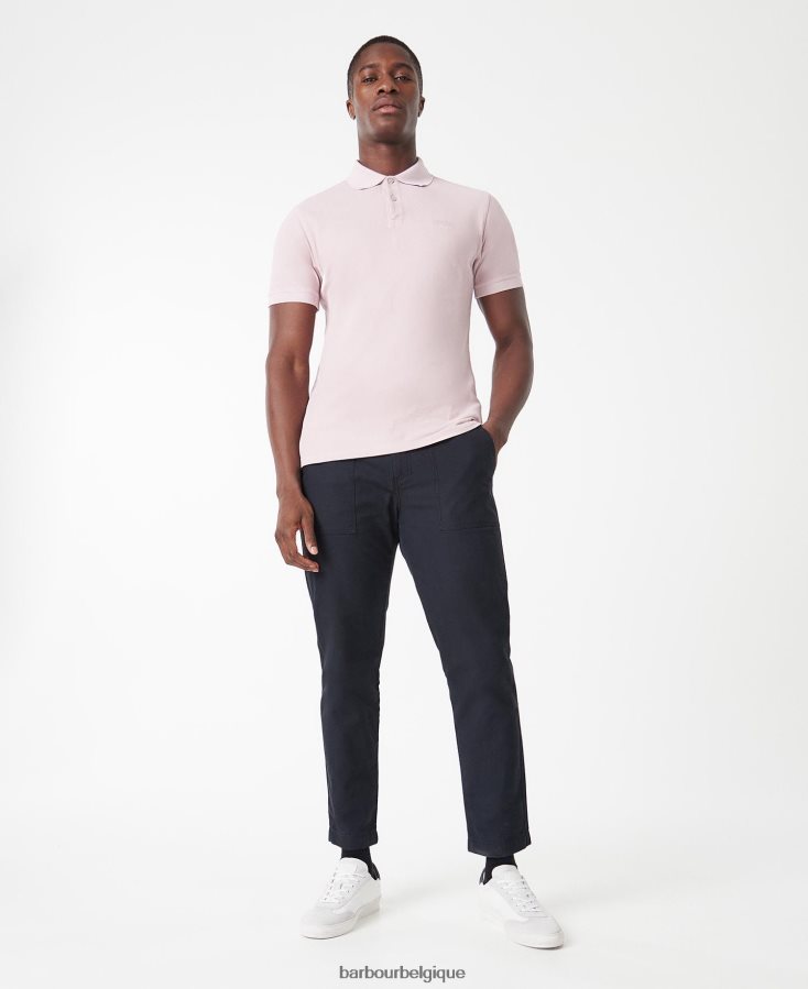 vêtements Barbour polo essentiel teint en pièce rose crépusculaire Hommes T2L6ZP691