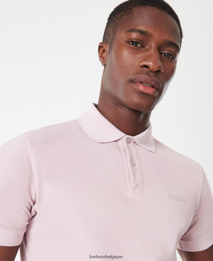 vêtements Barbour polo essentiel teint en pièce rose crépusculaire Hommes T2L6ZP691