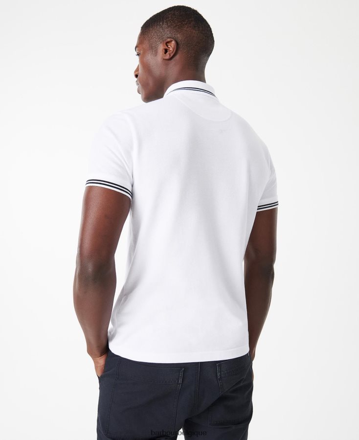 vêtements Barbour polo international liseré essentiel blanc Hommes T2L6ZP571
