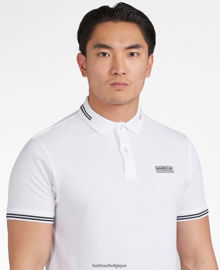 vêtements Barbour polo international liseré essentiel blanc Hommes T2L6ZP571