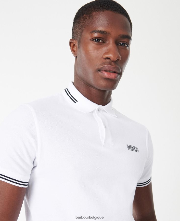 vêtements Barbour polo international liseré essentiel blanc Hommes T2L6ZP571
